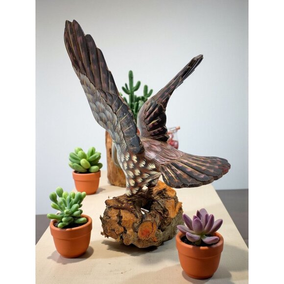 vintage hand crafted and painted wooden american eagle statue/figurine - Picture 5 of 10